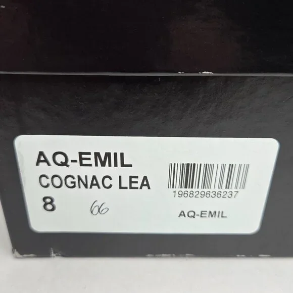 NWT Aqua Women's Emil Cognac Leather Sandals Flats - Picture 7 of 7